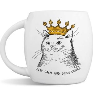 Cat Coffee Mug Royal Kitty Cat Coffee Cup "Keep Calm and Drink Coffee"